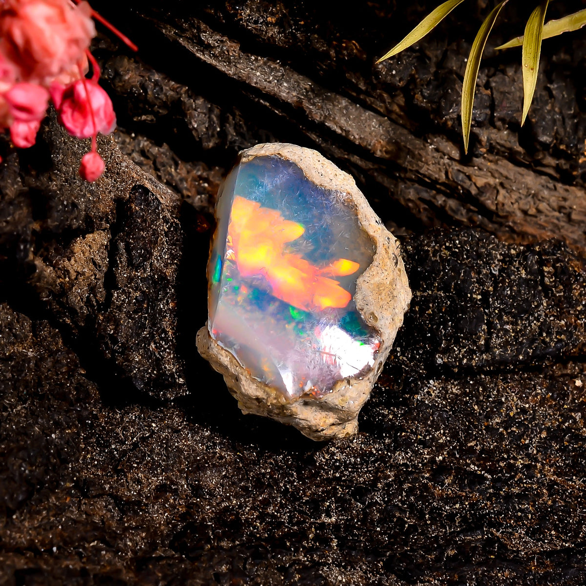 Fabulous Top Grade Quality 100% Natural Welo Fire Ethiopian Opal Rough Loose Gemstone For Making Jewelry 20X14X8 MM 10.5 Cts. KR16-10 Sunkarton