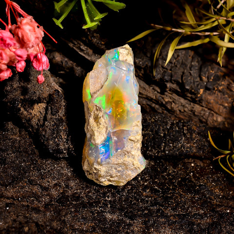 Incredible Top Grade Quality 100% Natural Welo Fire Ethiopian Opal Rough Loose Gemstone For Making Jewelry 31X16X12 MM 24 Cts. KR16-14 Sunkarton