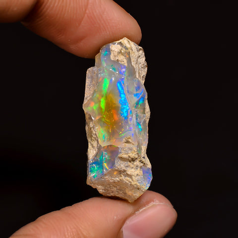 Incredible Top Grade Quality 100% Natural Welo Fire Ethiopian Opal Rough Loose Gemstone For Making Jewelry 31X16X12 MM 24 Cts. KR16-14 Sunkarton