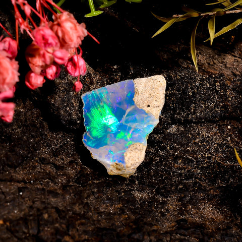 Splendid Top Grade Quality 100% Natural Welo Fire Ethiopian Opal Rough Loose Gemstone For Making Jewelry 21X15X8 MM 7.5 Cts. KR16-18 Sunkarton