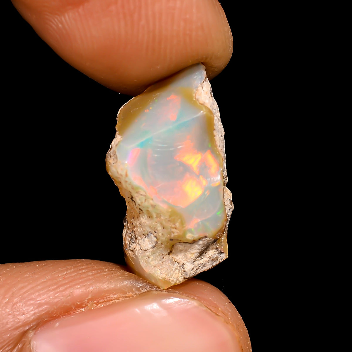 Immaculate Top Grade Quality 100% Natural Welo Fire Ethiopian Opal Rough Loose Gemstone For Making Jewelry 16X9X9 MM 5 Cts. KR16-38 Sunkarton