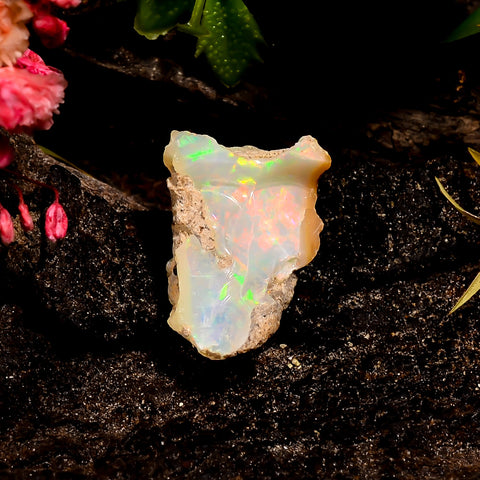 Mind Blowing Top Grade Quality 100% Natural Welo Fire Ethiopian Opal Rough Loose Gemstone For Making Jewelry 19X12X9 MM 7.5 Cts. KR16-41 Sunkarton