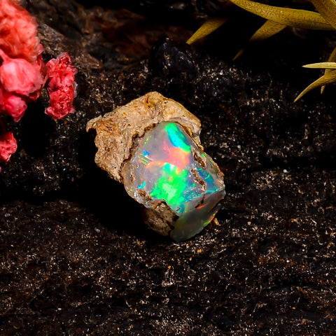 Attractive Top Grade Quality 100% Natural Welo Fire Ethiopian Opal Rough Loose Gemstone For Making Jewelry 14X10X9 MM 5 Cts. KR16-52 Sunkarton