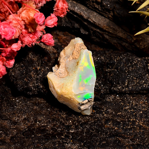 Elegant Top Grade Quality 100% Natural Welo Fire Ethiopian Opal Rough Loose Gemstone For Making Jewelry 19X11X10 MM 6.5 Cts. KR16-59 Sunkarton