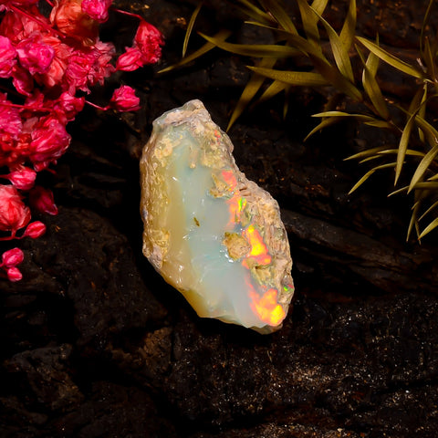 Gorgeous Top Grade Quality 100% Natural Welo Fire Ethiopian Opal Rough Loose Gemstone For Making Jewelry 28X16X12 MM 19.5 Cts. KR16-62 Sunkarton