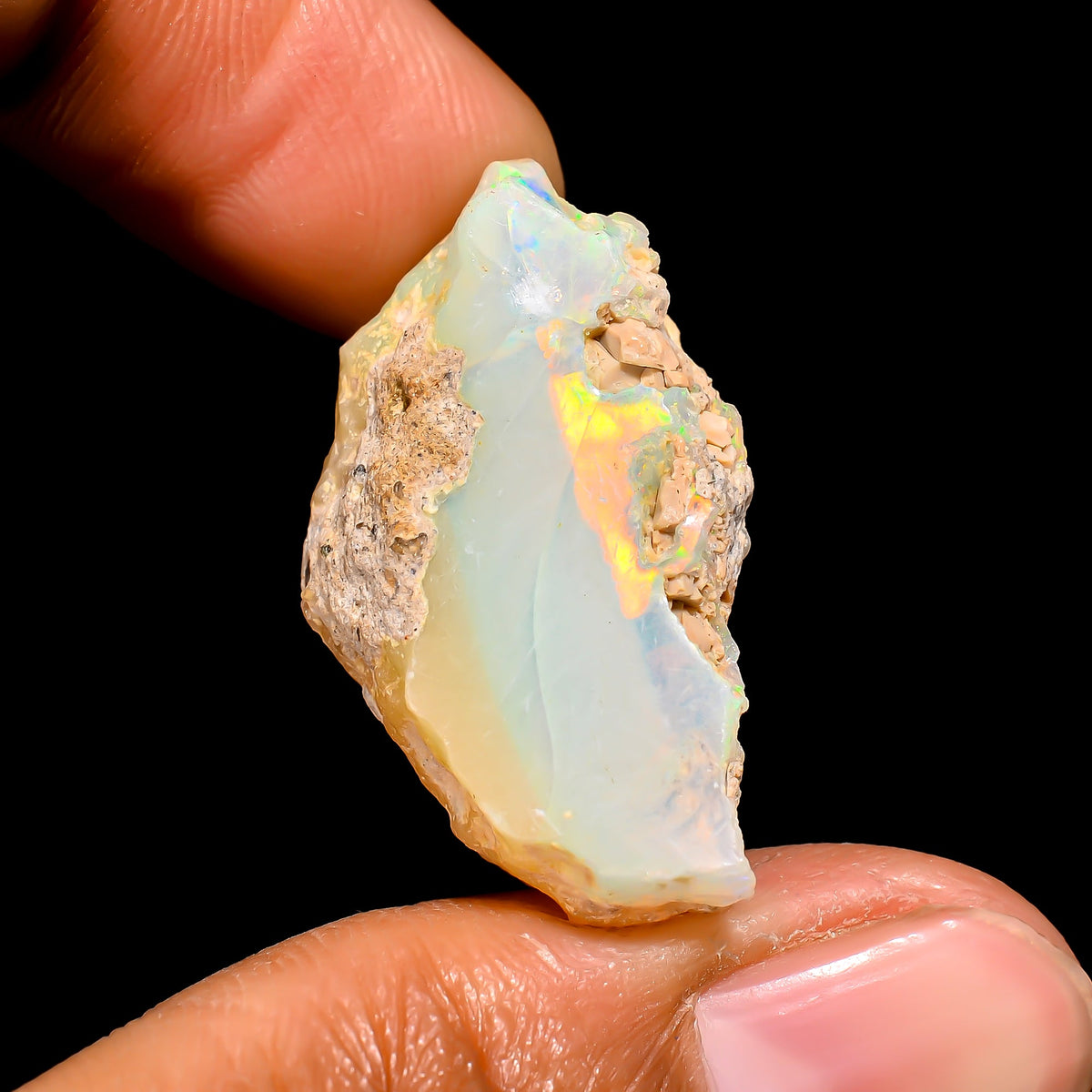 Gorgeous Top Grade Quality 100% Natural Welo Fire Ethiopian Opal Rough Loose Gemstone For Making Jewelry 28X16X12 MM 19.5 Cts. KR16-62 Sunkarton