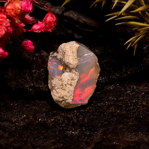 Amazing Top Grade Quality 100% Natural Welo Fire Ethiopian Opal Rough Loose Gemstone For Making Jewelry 15X14X9 MM 6.5 Cts. KR16-76 Sunkarton