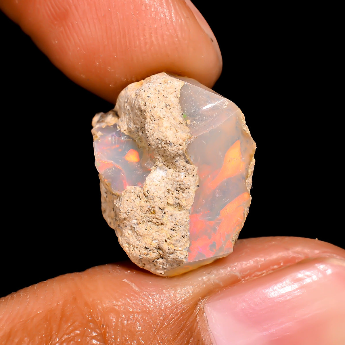 Amazing Top Grade Quality 100% Natural Welo Fire Ethiopian Opal Rough Loose Gemstone For Making Jewelry 15X14X9 MM 6.5 Cts. KR16-76 Sunkarton