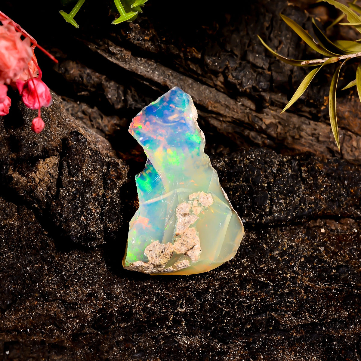 Excellent Top Grade Quality 100% Natural Welo Fire Ethiopian Opal Rough Loose Gemstone For Making Jewelry 24X16X8 MM 8 Cts. KR16-7 Sunkarton