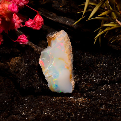 Classic Top Grade Quality 100% Natural Welo Fire Ethiopian Opal Rough Loose Gemstone For Making Jewelry 19X10X7 MM 5 Cts. KR16-80 Sunkarton