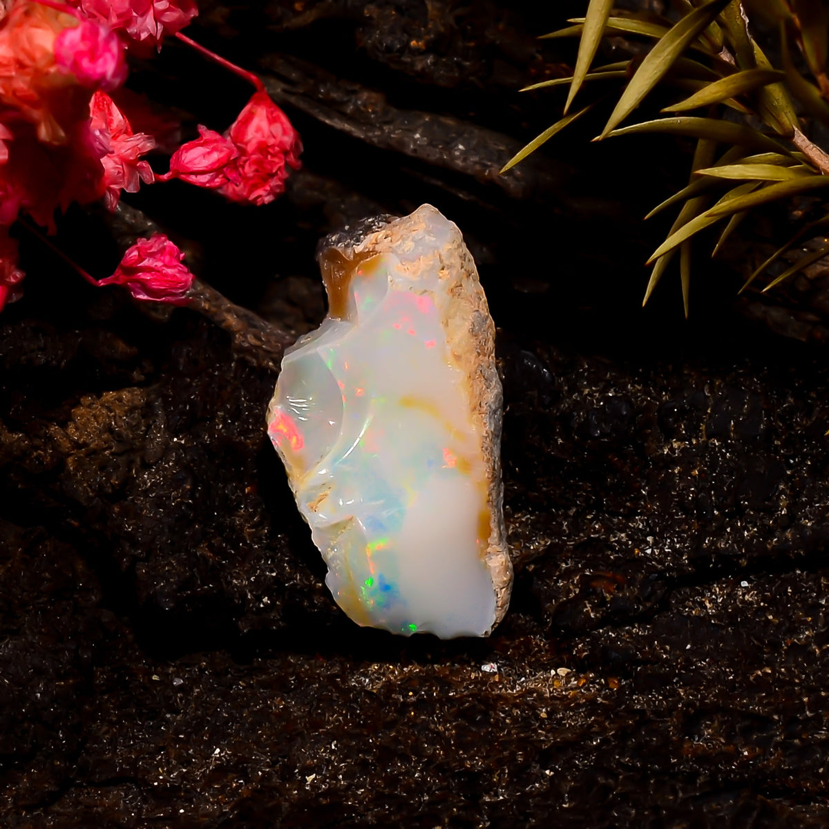 Classic Top Grade Quality 100% Natural Welo Fire Ethiopian Opal Rough Loose Gemstone For Making Jewelry 19X10X7 MM 5 Cts. KR16-80 Sunkarton