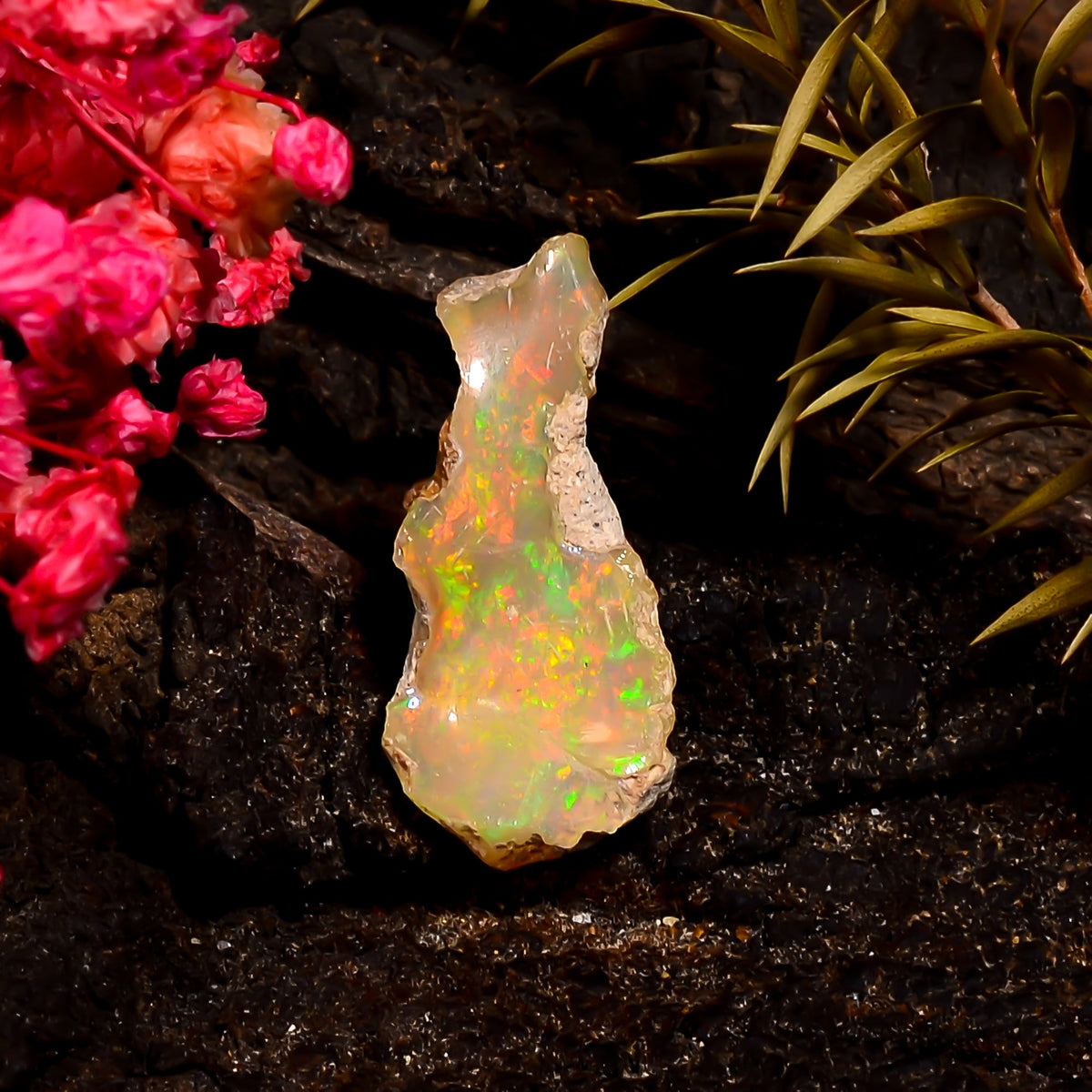 Dazzling Top Grade Quality 100% Natural Welo Fire Ethiopian Opal Rough Loose Gemstone For Making Jewelry 23X11X6 MM 5.5 Cts. KR16-81 Sunkarton