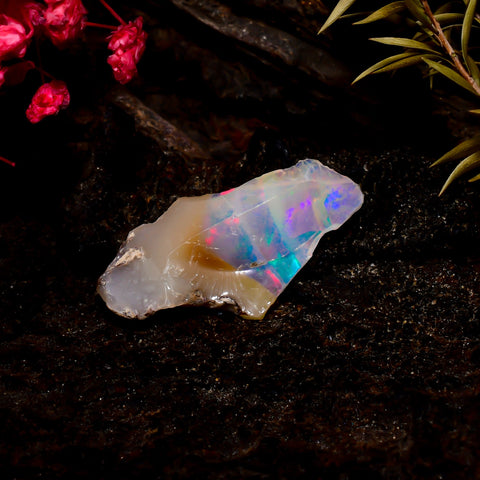 Exclusive Top Grade Quality 100% Natural Welo Fire Ethiopian Opal Rough Loose Gemstone For Making Jewelry 24X13X4 MM 3.5 Cts. KR16-83 Sunkarton