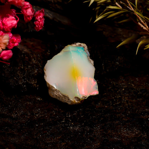 Elegant Top Grade Quality 100% Natural Welo Fire Ethiopian Opal Rough Loose Gemstone For Making Jewelry 16X13X8 MM 8 Cts. KR16-84 Sunkarton