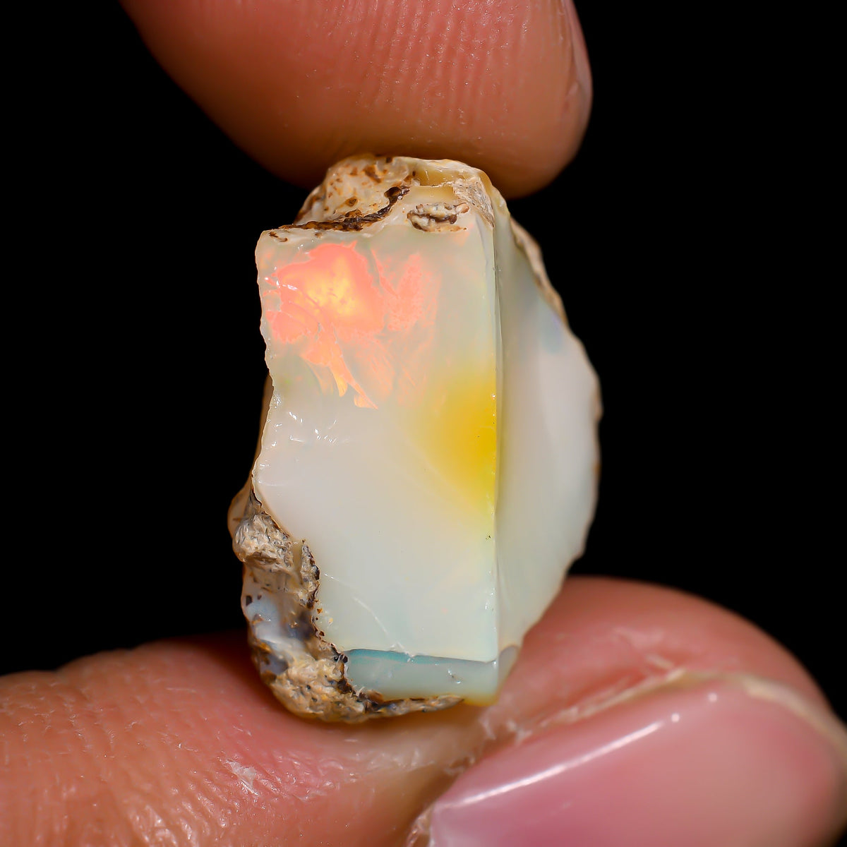 Elegant Top Grade Quality 100% Natural Welo Fire Ethiopian Opal Rough Loose Gemstone For Making Jewelry 16X13X8 MM 8 Cts. KR16-84 Sunkarton