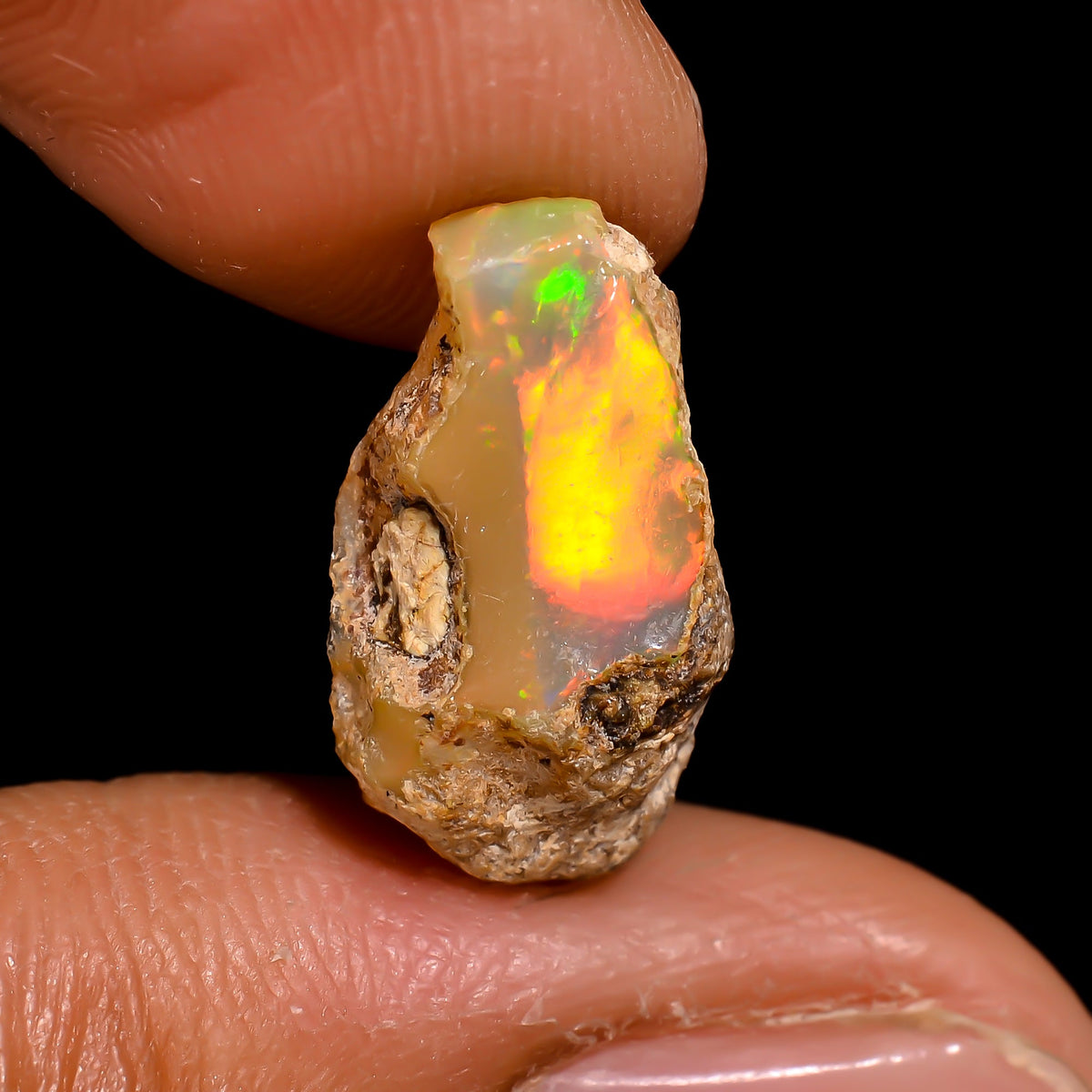 Immaculate Top Grade Quality 100% Natural Welo Fire Ethiopian Opal Rough Loose Gemstone For Making Jewelry 16X9X7 MM 3.5 Cts. KR16-88 Sunkarton