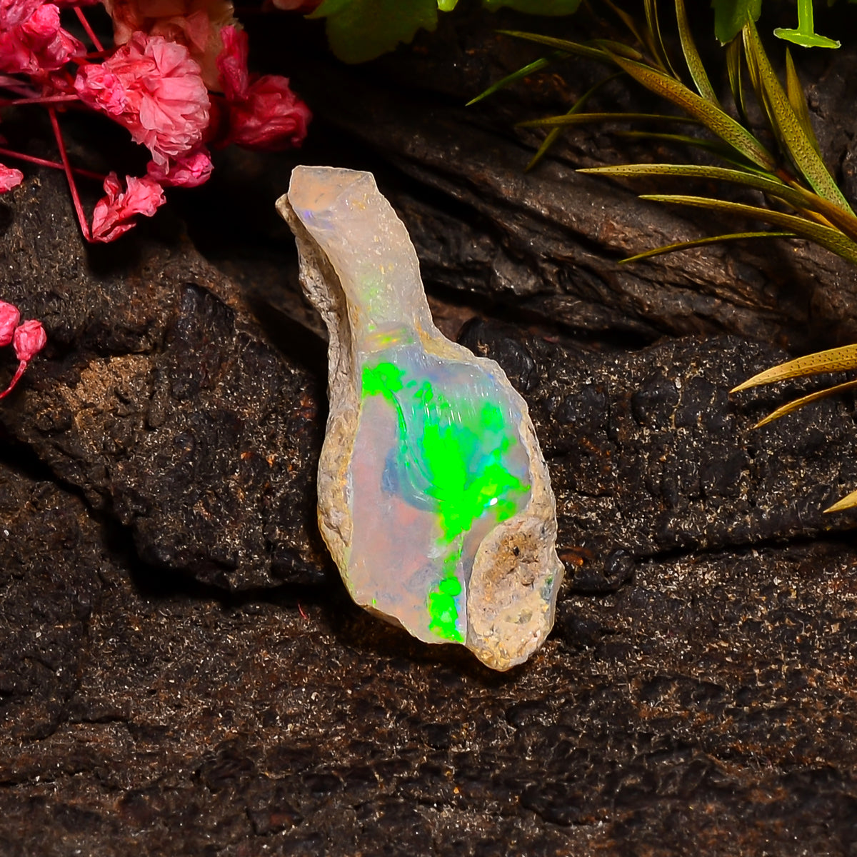 Fantastic Top Grade Quality 100% Natural Welo Fire Ethiopian Opal Rough Loose Gemstone For Making Jewelry 25X11X8 MM 06.50 Cts. KR24-11 Sunkarton