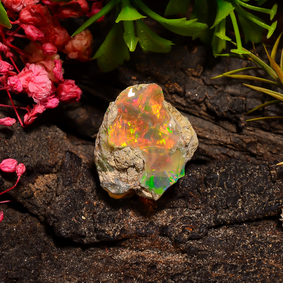 Mind Blowing Top Grade Quality 100% Natural Welo Fire Ethiopian Opal Rough Loose Gemstone For Making Jewelry 20X18X16 MM 17.00 Cts. KR24-16 Sunkarton