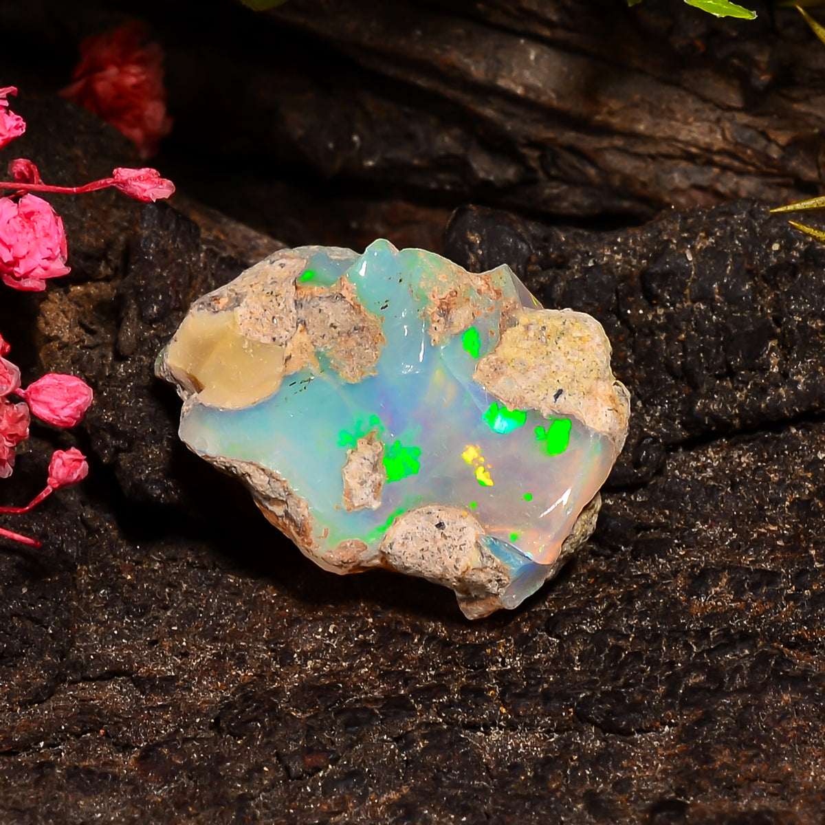 Attractive Top Grade Quality 100% Natural Welo Fire Ethiopian Opal Rough Loose Gemstone For Making Jewelry 19X15X9 MM 09.00 Cts. KR24-27 Sunkarton