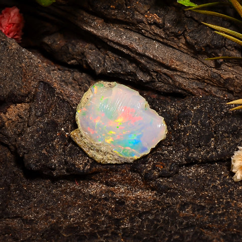Superb Top Grade Quality 100% Natural Welo Fire Ethiopian Opal Fancy Rough Loose Gemstone For Making Jewelry 14X12X4 MM 02.50 Cts. KR24-44 Sunkarton