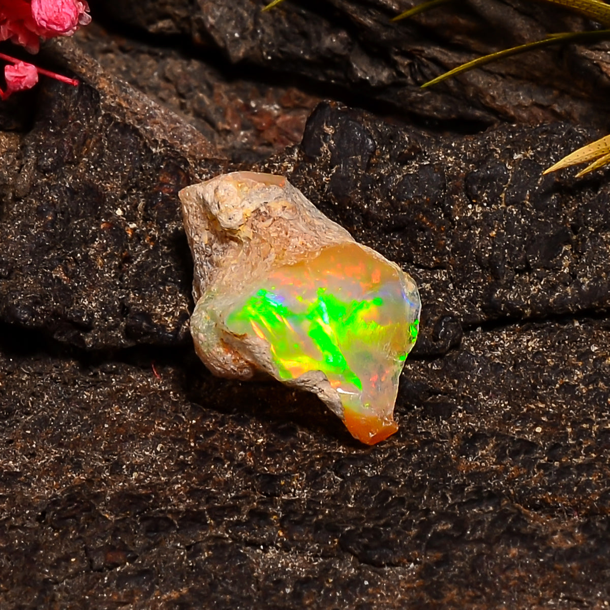 Supreme Top Grade Quality 100% Natural Welo Fire Ethiopian Opal Fancy Rough Loose Gemstone For Making Jewelry 15X10X8 MM 04.00 Cts. KR24-46 Sunkarton