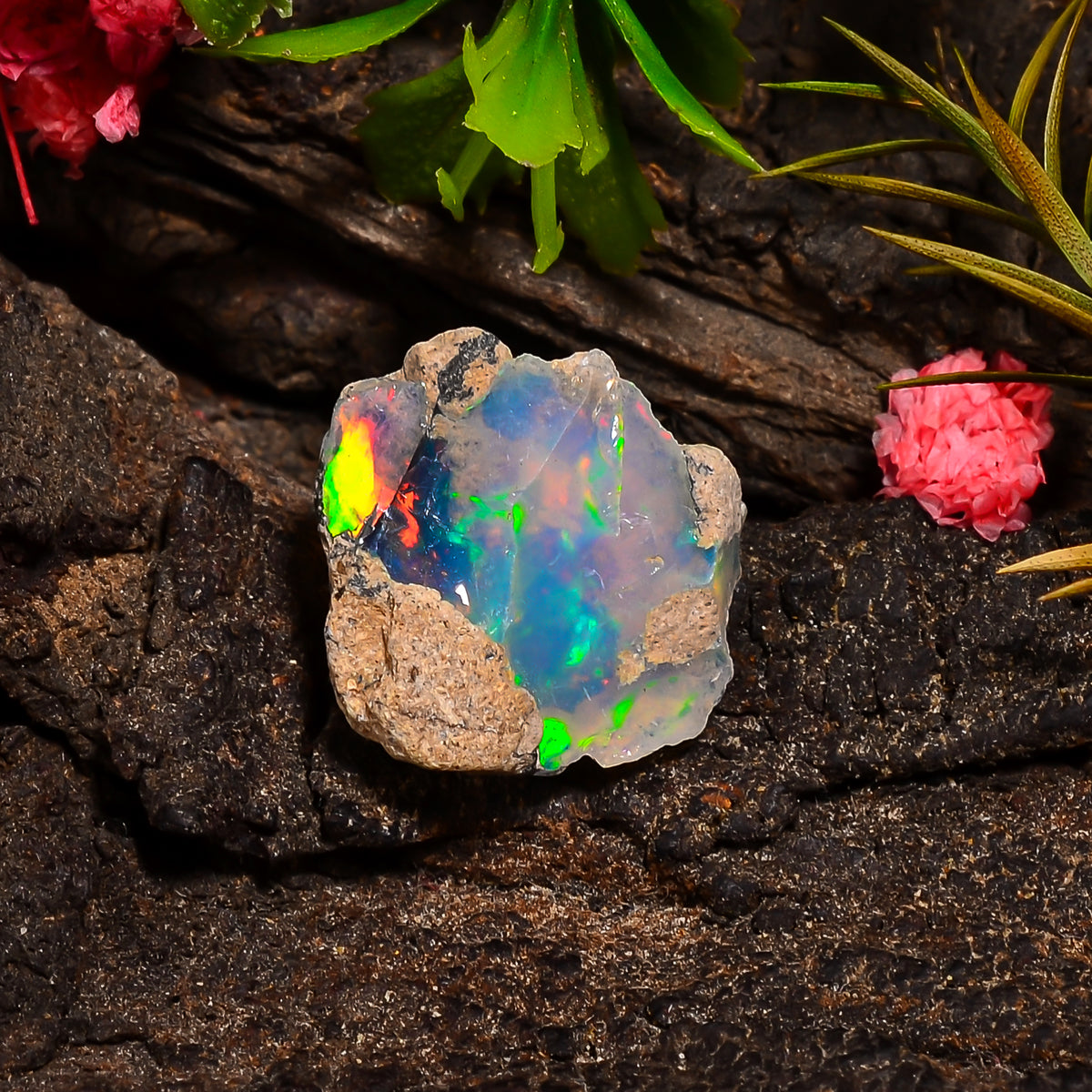 Awesome Top Grade Quality 100% Natural Welo Fire Ethiopian Opal Fancy Rough Loose Gemstone For Making Jewelry 16X16X8 MM 06.00 Cts. KR25-3 Sunkarton