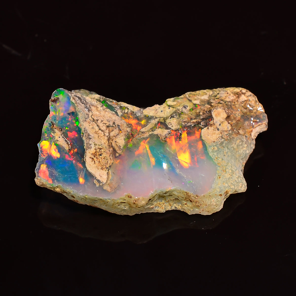 Splendid Top Grade Quality 100% Natural Welo Fire Ethiopian Opal Fancy Rough Loose Gemstone For Making Jewelry 22X13X4 MM 05.00 Cts. KR25-43 Sunkarton