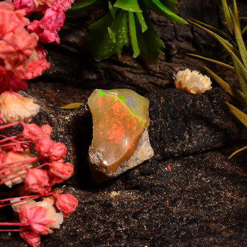 Superb Top Grade Quality 100% Natural Welo Fire Ethiopian Opal Fancy Rough Loose Gemstone For Making Jewelry 14X9X8 MM 04.00 Cts. KR27-44 Sunkarton