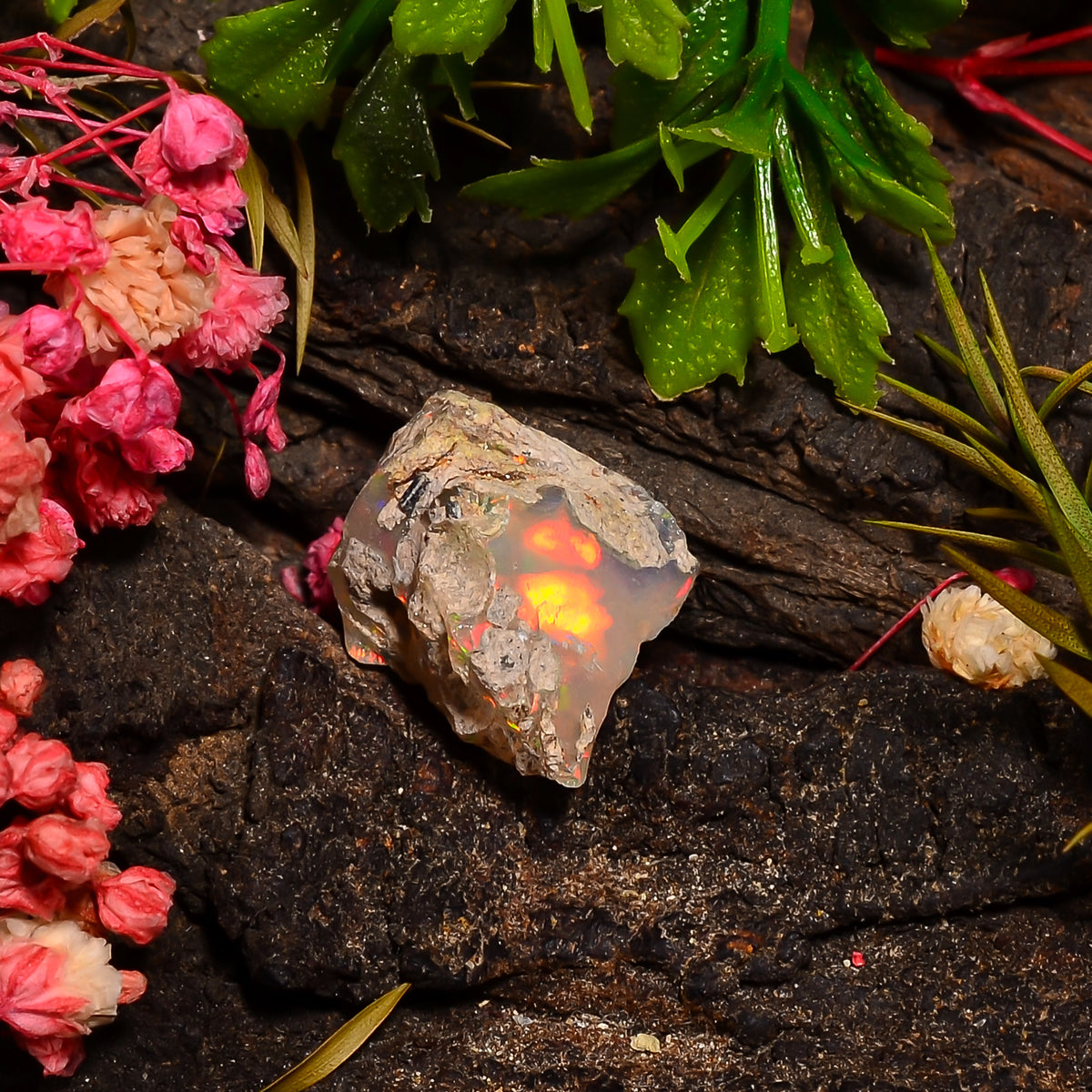 Awesome Top Grade Quality 100% Natural Welo Fire Ethiopian Opal Fancy Rough Loose Gemstone For Making Jewelry 15X15X11 MM 09.00 Cts. KR27-53 Sunkarton