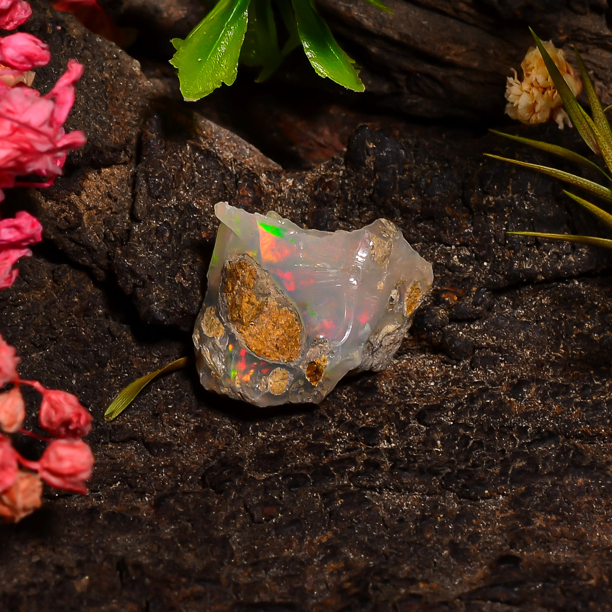 Superb Top Grade Quality 100% Natural Welo Fire Ethiopian Opal Fancy Rough Loose Gemstone For Making Jewelry 15X11X6 MM 05.00 Cts. KR28-19 Sunkarton