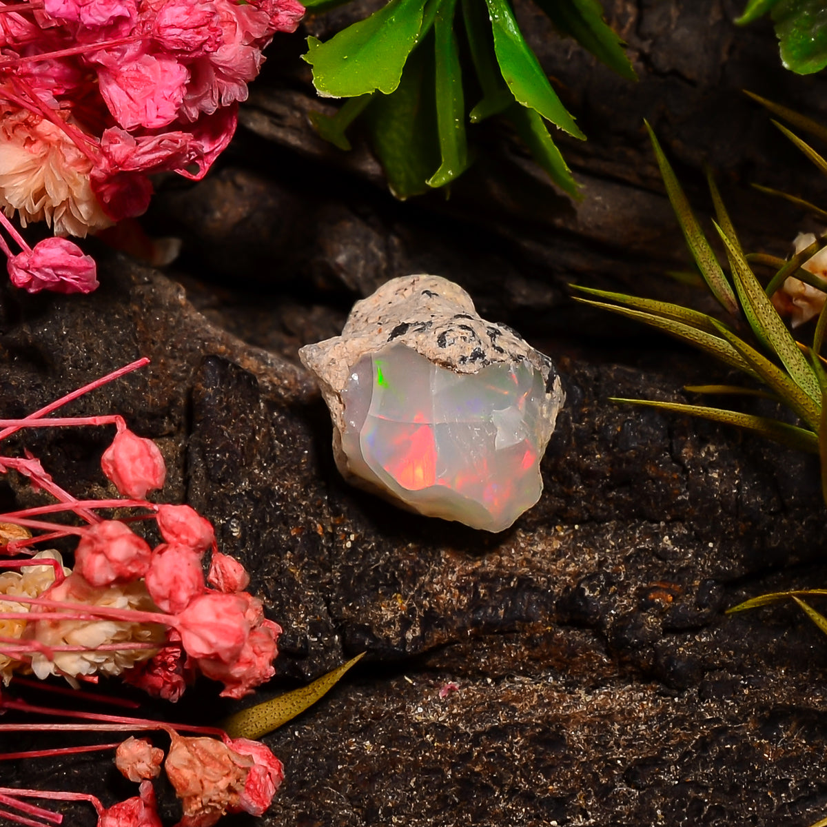 Classic Top Grade Quality 100% Natural Welo Fire Ethiopian Opal Fancy Rough Loose Gemstone For Making Jewelry 12X9X8 MM 04.00 Cts. KR28-30 Sunkarton