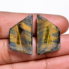 Amazing Top Grade Quality 100% Natural Blue Tiger Eye Fancy Cabochon Loose Gemstone Pair For Making Earrings 24X14X5 MM 29.00 Cts. KR30-26 Sunkarton