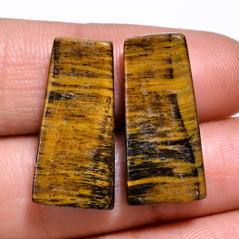 Classic Top Grade Quality 100% Natural Tiger Eye Fancy Shape Cabochon Loose Gemstone Pair For Making Earrings 22X11X4 MM 21.00 Cts. KR30-30 Sunkarton