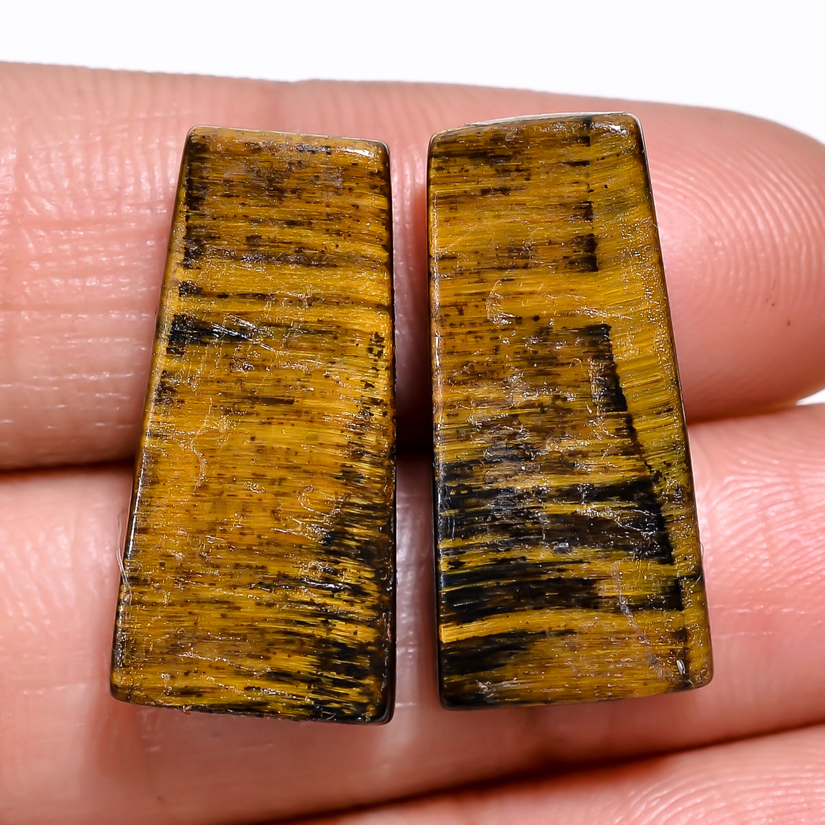 Classic Top Grade Quality 100% Natural Tiger Eye Fancy Shape Cabochon Loose Gemstone Pair For Making Earrings 22X11X4 MM 21.00 Cts. KR30-30 Sunkarton