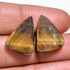 Beautiful Top Grade Quality 100% Natural Tiger Eye Pear Shape Cabochon Loose Gemstone Pair For Making Earrings 17X13X4 MM 18.50 Cts. KR30-54 Sunkarton