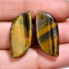 Elegant Top Grade Quality 100% Natural Blue Tiger Eye Fancy Cabochon Loose Gemstone Pair For Making Earrings 23X10X4 MM 21.00 Cts. KR30-59 Sunkarton