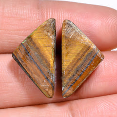 Excellent A One Quality 100% Natural Tiger Eye Fancy Shape Cabochon Loose Gemstone Pair For Making Earrings 20X11X4 MM 15.50 Cts. KR30-84 Sunkarton