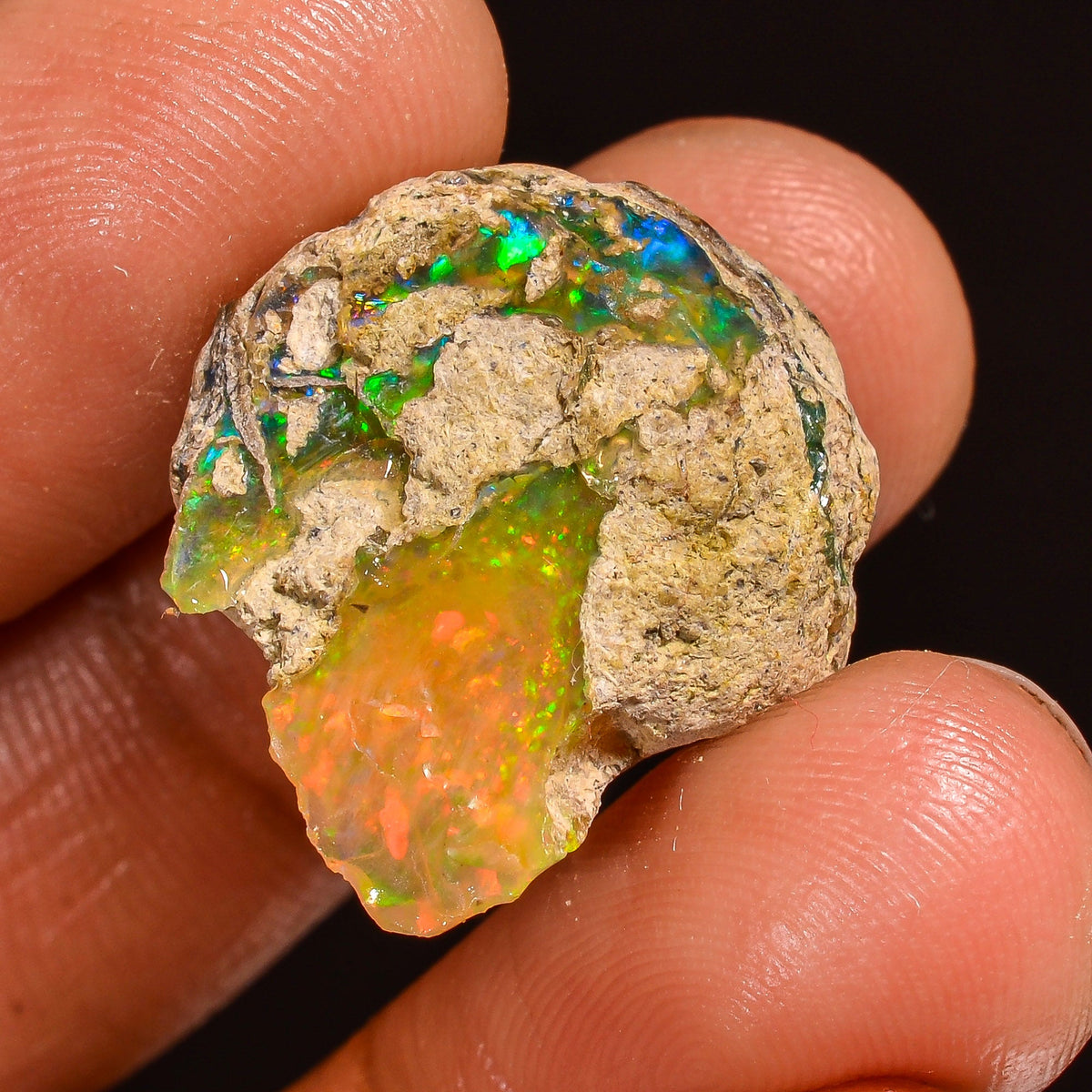 Mind Blowing Top Grade Quality 100% Natural Welo Fire Ethiopian Opal Rough Loose Gemstone For Making Jewelry 20X18X10 MM 12.50 Cts. KR59-24 Sunkarton