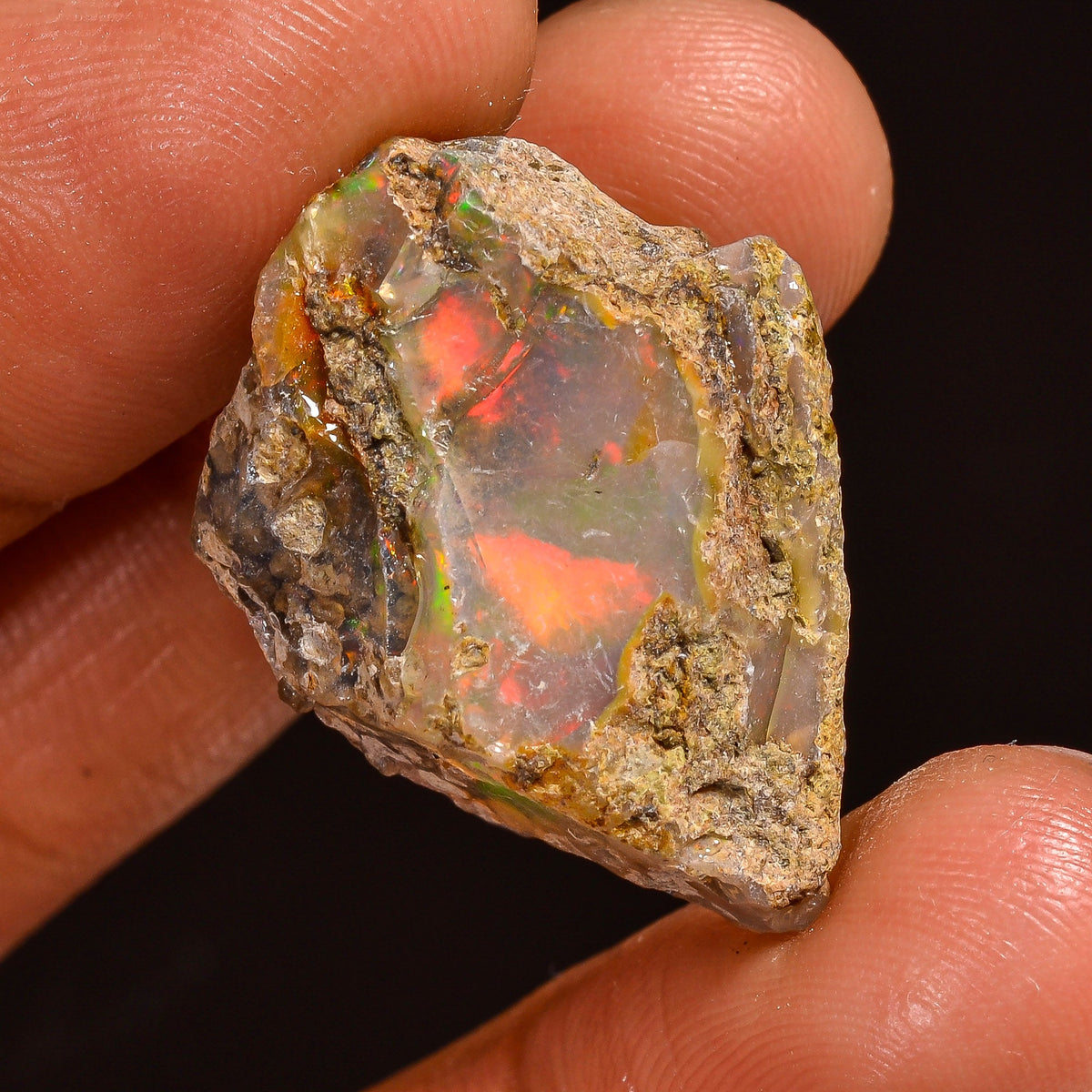 Outstanding Top Grade Quality 100% Natural Welo Fire Ethiopian Opal Rough Loose Gemstone For Making Jewelry 25X19X13 MM 23.00 Cts. KR59-25 Sunkarton