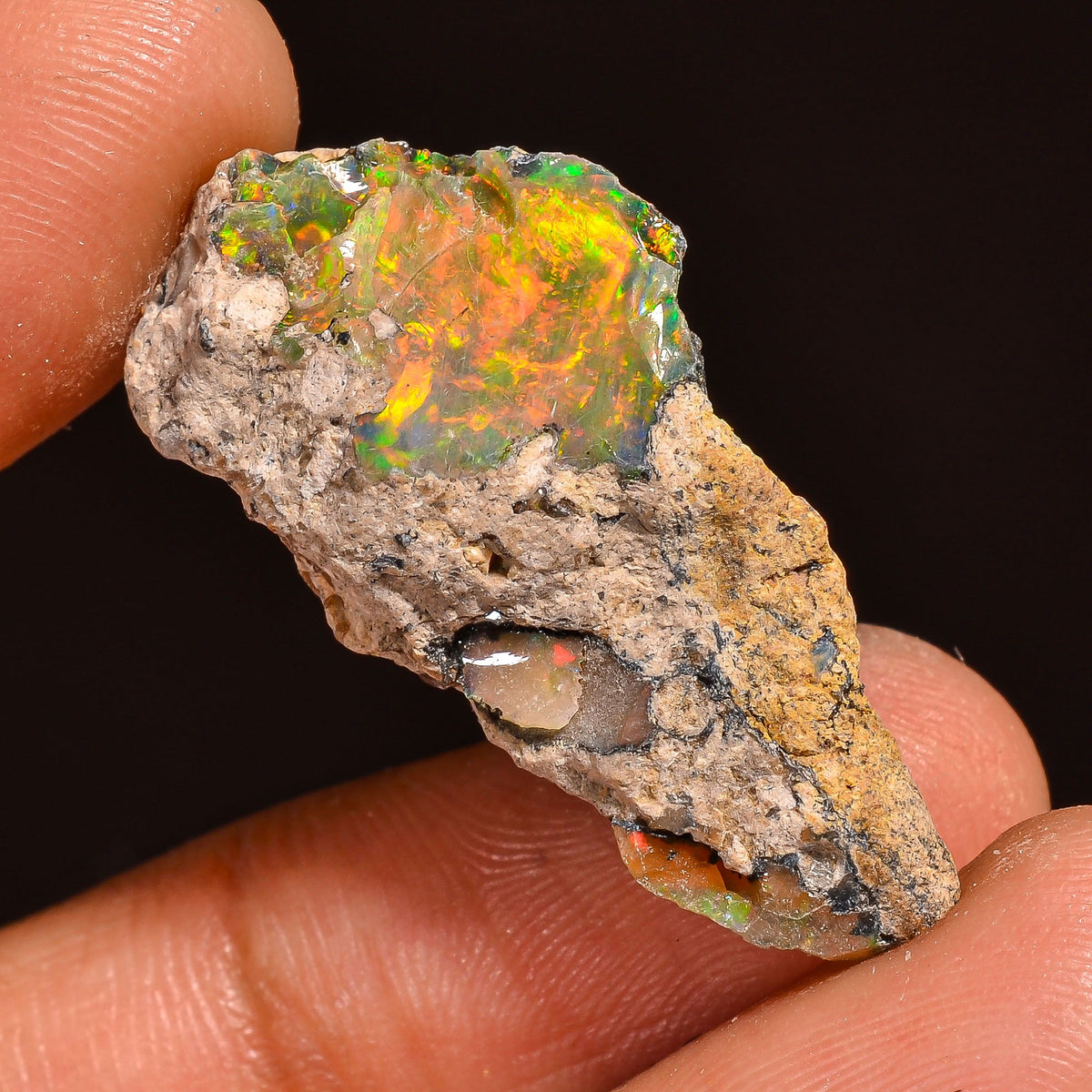 Supreme Top Grade Quality 100% Natural Welo Fire Ethiopian Opal Fancy Rough Loose Gemstone For Making Jewelry 30X15X7 MM 12.00 Cts. KR59-37 Sunkarton