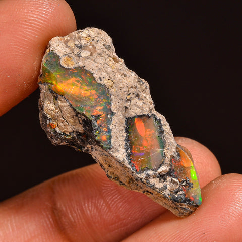 Supreme Top Grade Quality 100% Natural Welo Fire Ethiopian Opal Fancy Rough Loose Gemstone For Making Jewelry 30X15X7 MM 12.00 Cts. KR59-37 Sunkarton