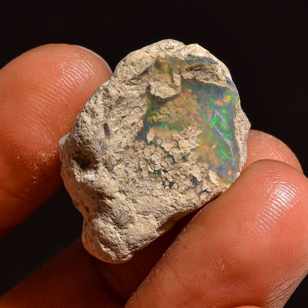 Excellent Top Grade Quality 100% Natural Welo Fire Ethiopian Opal Fancy Rough Loose Gemstone For Making Jewelry 25X17X11MM 18.50 Cts KR59-42 Sunkarton