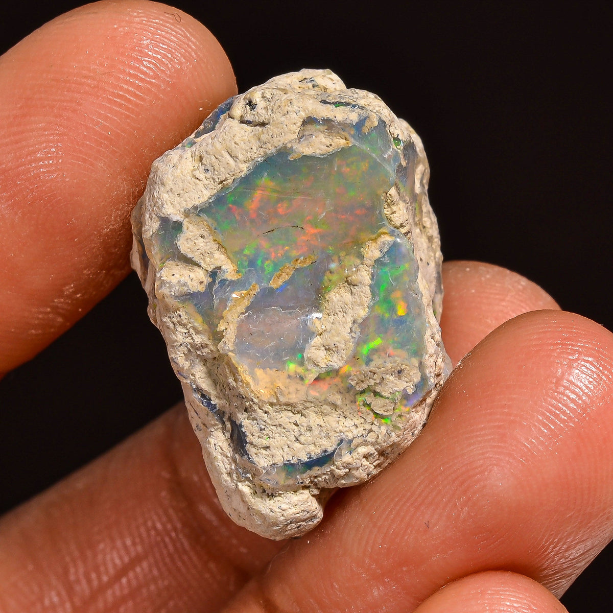 Excellent Top Grade Quality 100% Natural Welo Fire Ethiopian Opal Fancy Rough Loose Gemstone For Making Jewelry 25X17X11MM 18.50 Cts KR59-42 Sunkarton