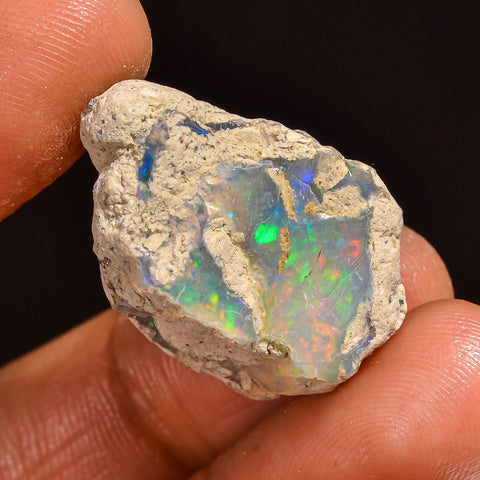 Excellent Top Grade Quality 100% Natural Welo Fire Ethiopian Opal Fancy Rough Loose Gemstone For Making Jewelry 25X17X11MM 18.50 Cts KR59-42 Sunkarton