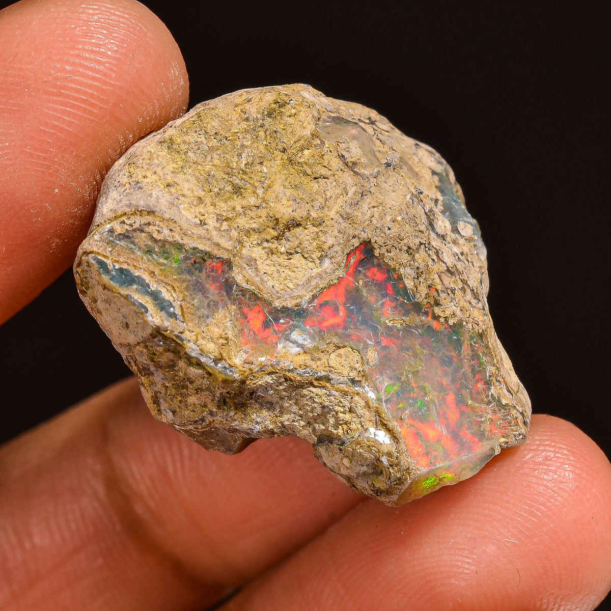Fantastic Top Grade Quality 100% Natural Welo Fire Ethiopian Opal Fancy Rough Loose Gemstone For Making Jewelry 26X20X15MM 29.00 Cts KR59-46 Sunkarton