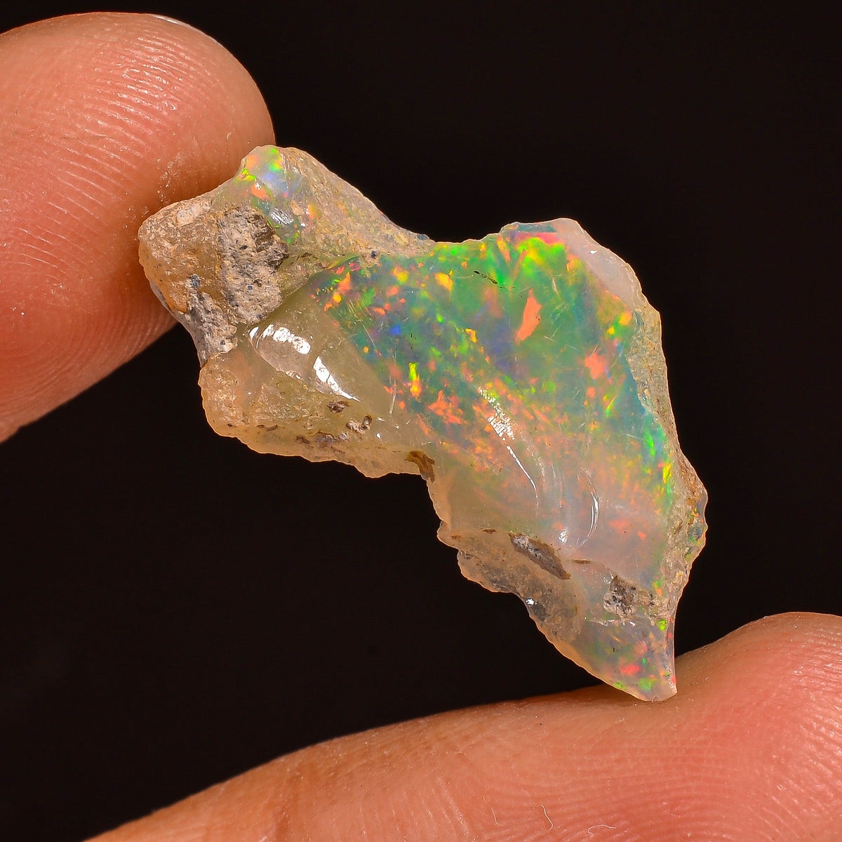 Incredible Top Grade Quality 100% Natural Welo Fire Ethiopian Opal Fancy Rough Loose Gemstone For Making Jewelry 25X13X4MM 06.50 Cts KR59-49 Sunkarton