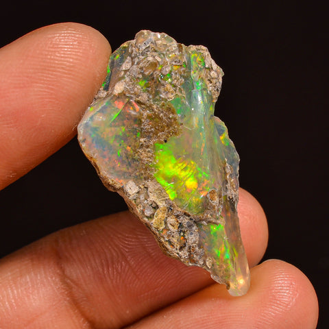Marvellous Top Grade Quality 100% Natural Welo Fire Ethiopian Opal Fancy Rough Loose Gemstone For Making Jewelry 32X19X7MM 15.00 Cts KR59-50 Sunkarton