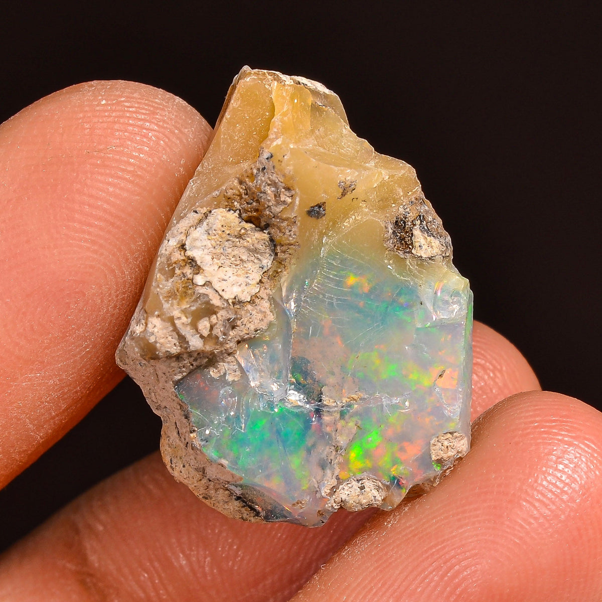 Superb Top Grade Quality 100% Natural Welo Fire Ethiopian Opal Fancy Rough Loose Gemstone For Making Jewelry 22X17X9 MM 12.50 Cts. KR59-54 Sunkarton