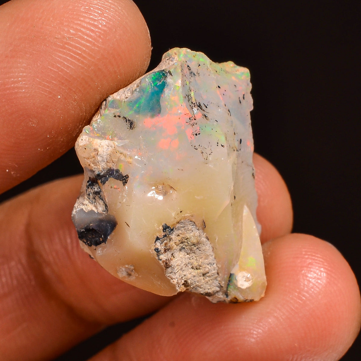 Mind Blowing Top Grade Quality 100% Natural Welo Fire Ethiopian Opal Rough Loose Gemstone For Making Jewelry 22X16X13 MM 19.00 Cts. KR59-59 Sunkarton