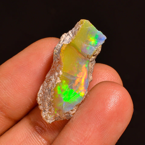 Mind Blowing Top Grade Quality 100% Natural Welo Fire Ethiopian Opal Fancy Rough Loose Gemstone For Making Jewelry 27X10X9MM 13.00 Cts KR595 Sunkarton